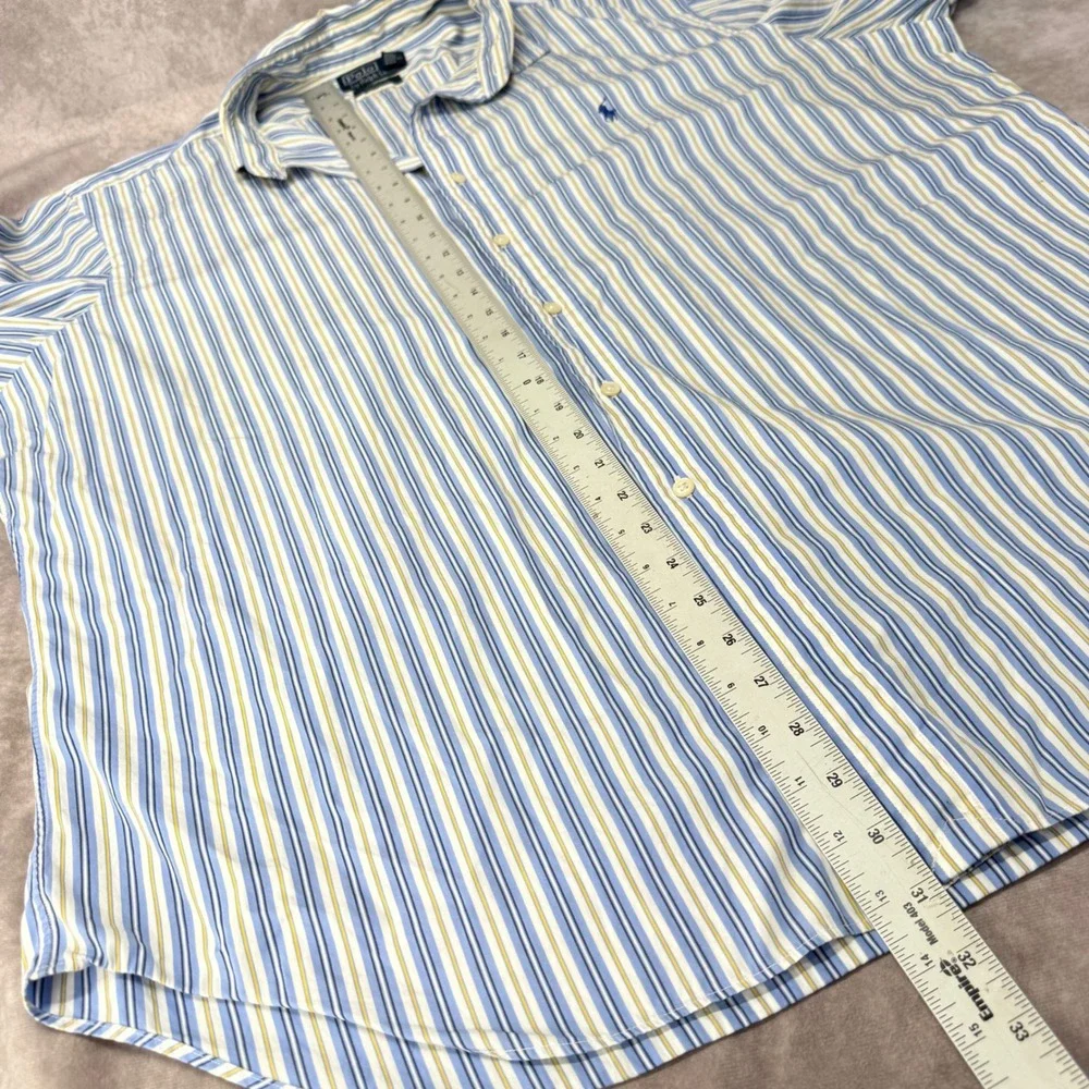 Polo Ralph Lauren Stanton Classic Fit Blue Yellow Striped Cotton Shirt XXL